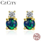 925 Silver Fire Opal Stud Earrings Classic Party Jewelry