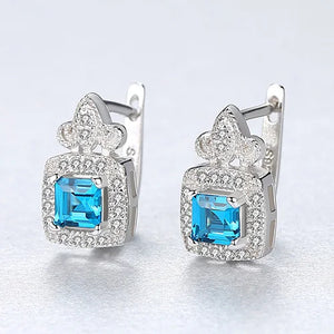 Topza Earrings 925 Silver CZ Clip Vintage Jewelry Gift