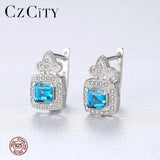 Topza Earrings 925 Silver CZ Clip Vintage Jewelry Gift