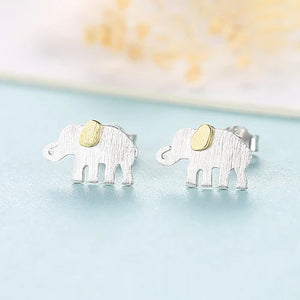 Elephant 925 Sterling Silver Stud Earrings Classic Party Jewelry