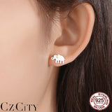Elephant 925 Sterling Silver Stud Earrings Classic Party Jewelry