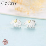 Elephant 925 Sterling Silver Stud Earrings Classic Party Jewelry