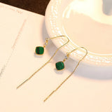 925 Silver Opal Emerald Tassel Earrings Wedding Jewelry