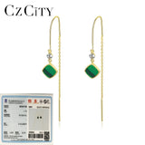 925 Silver Opal Emerald Tassel Earrings Wedding Jewelry