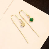 925 Silver Opal Emerald Tassel Earrings Wedding Jewelry