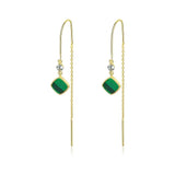 925 Silver Opal Emerald Tassel Earrings Wedding Jewelry