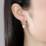 Natural Pearl Drop Earrings 925 Sterling Silver Fine Jewelry for Women FE-0300