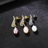 Natural Pearl Drop Earrings 925 Sterling Silver Fine Jewelry for Women FE-0300