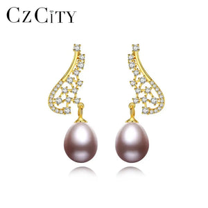 Natural Pearl Drop Earrings 925 Sterling Silver Fine Jewelry for Women FE-0300