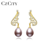 Natural Pearl Drop Earrings 925 Sterling Silver Fine Jewelry for Women FE-0300