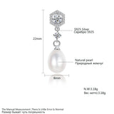 Natural Freshwater Pearl Drop Earrings with CZ Ornament 925 Silver Jewelry