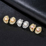 7mm Natural Pearl Stud Earring for Women Hollow Pattern S925 Silver