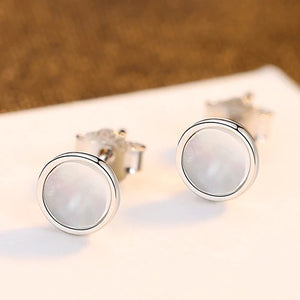 Shell 925 Silver Stud Earrings for Women Girls Dating FE0248