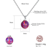 925 Silver 6mm Red Fire Opal Birthstone Pendant Necklace for Women