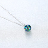 925 Silver 6mm Red Fire Opal Birthstone Pendant Necklace for Women