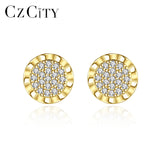 925 Silver Sun Flower Stud Earrings 14K Plated Girl Gift
