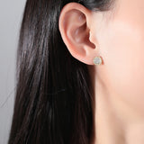 925 Silver Sun Flower Stud Earrings 14K Plated Girl Gift