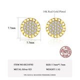 925 Silver Sun Flower Stud Earrings 14K Plated Girl Gift