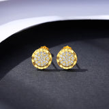 925 Silver Sun Flower Stud Earrings 14K Plated Girl Gift