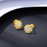 925 Silver Sun Flower Stud Earrings 14K Plated Girl Gift