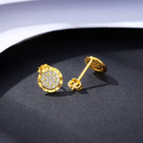 925 Silver Sun Flower Stud Earrings 14K Plated Girl Gift