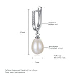 925 Silver 8-9mm Natural Pearl Clip-on Earrings Dangle Hanging Jewelry