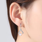 Natural Pearl Drop Earrings 925 Silver Sterling for Women