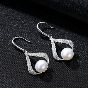 Natural Pearl Drop Earrings 925 Silver Sterling for Women