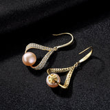 Natural Pearl Drop Earrings 925 Silver Sterling for Women
