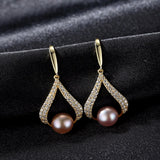Natural Pearl Drop Earrings 925 Silver Sterling for Women