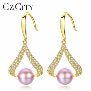 Natural Pearl Drop Earrings 925 Silver Sterling for Women