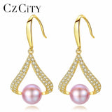 Natural Pearl Drop Earrings 925 Silver Sterling for Women