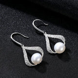 Natural Pearl Drop Earrings 925 Silver Sterling for Women