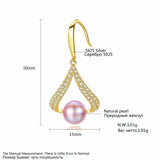 Natural Pearl Drop Earrings 925 Silver Sterling for Women