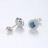 Sparkling Green Red Gemstone Stud Earrings 925 Sterling Silver Fine Jewelry