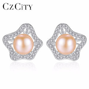 Pearl Stud Earrings S925 Sterling Silver Pink Pearls Bridal Bridesmaid Jewelry