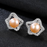 Pearl Stud Earrings S925 Sterling Silver Pink Pearls Bridal Bridesmaid Jewelry