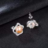 Pearl Stud Earrings S925 Sterling Silver Pink Pearls Bridal Bridesmaid Jewelry