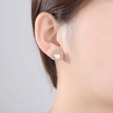 Pearl Stud Earrings S925 Sterling Silver Pink Pearls Bridal Bridesmaid Jewelry