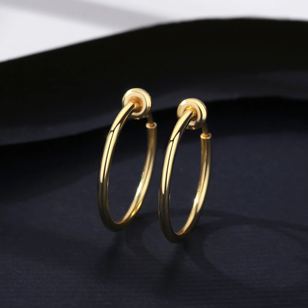 Silver Circle Hoop Earrings Set for Women - Christmas Statement Jewelry