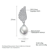 Freshwater Pearl Earrings Silver Drop Earring Wing Shape Wedding Studs