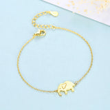 925 Sterling Silver Elephant Adjustable Bracelet for Women Girls