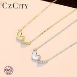 925 Silver Heart Pendant Necklace Women's Wedding Engagement Jewelry