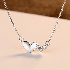 925 Silver Heart Pendant Necklace Women's Wedding Engagement Jewelry