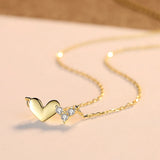 925 Silver Heart Pendant Necklace Women's Wedding Engagement Jewelry