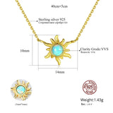925 Silver Sun Flower Opal Pendant Necklace Women 3 Colors