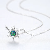 925 Silver Sun Flower Opal Pendant Necklace Women 3 Colors