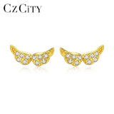 925 Silver Angel Wings Stud Earrings Sparkling Fine Jewelry