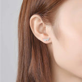 925 Silver Angel Wings Stud Earrings Sparkling Fine Jewelry
