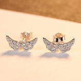 925 Silver Angel Wings Stud Earrings Sparkling Fine Jewelry